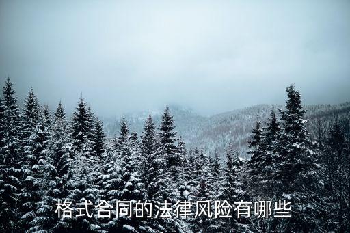 格式合同法律風(fēng)險(xiǎn)包括什么，合同標(biāo)的的法律風(fēng)險(xiǎn)是什么