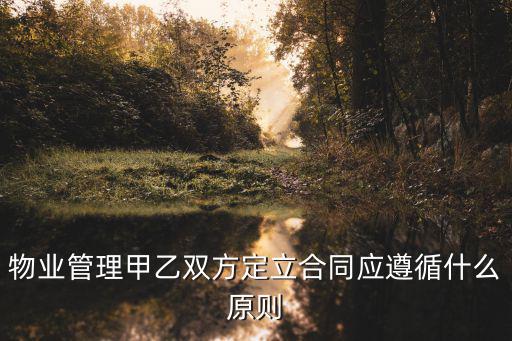 物業(yè)管理甲乙雙方定立合同應(yīng)遵循什么原則