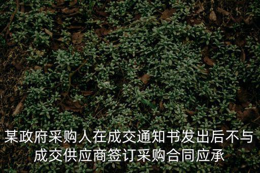 某政府采購人在成交通知書發(fā)出后不與成交供應商簽訂采購合同應承