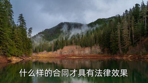 合同的法律效應(yīng)是什么，什么樣的合同才具有法律效果