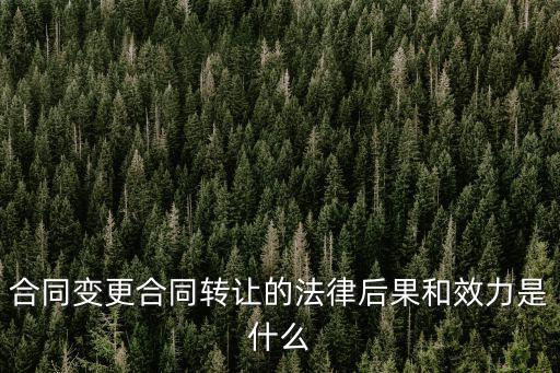 合同變更合同轉(zhuǎn)讓的法律后果和效力是什么