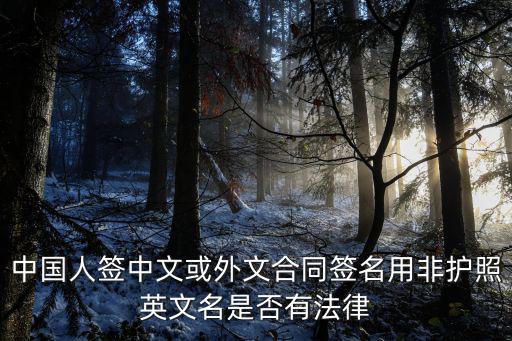 中國人簽中文或外文合同簽名用非護照英文名是否有法律