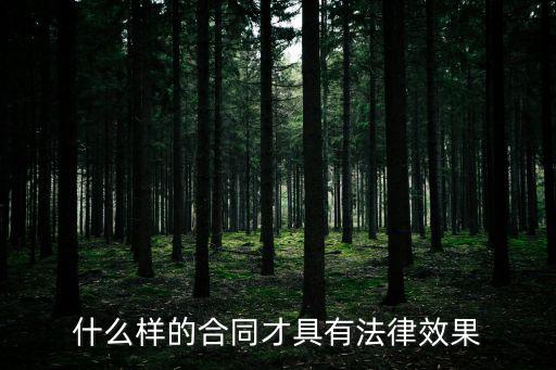 什么樣的合同才具有法律效果