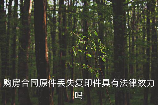 購房合同原件丟失復(fù)印件具有法律效力嗎