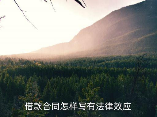 借款合同怎樣寫有法律效應(yīng)