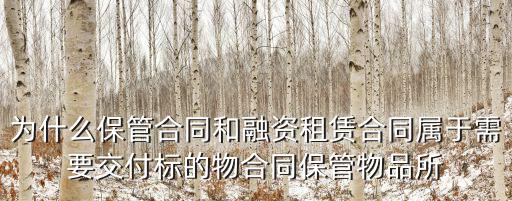 為什么保管合同和融資租賃合同屬于需要交付標的物合同保管物品所