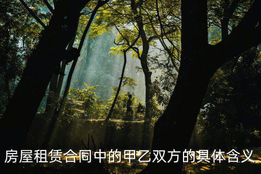 房屋租賃合同中的甲乙雙方的具體含義