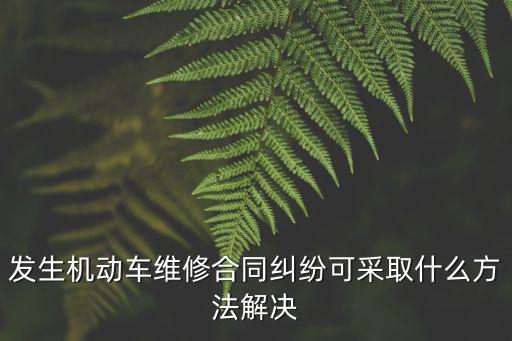 發(fā)生機動車維修合同糾紛可采取什么方法解決