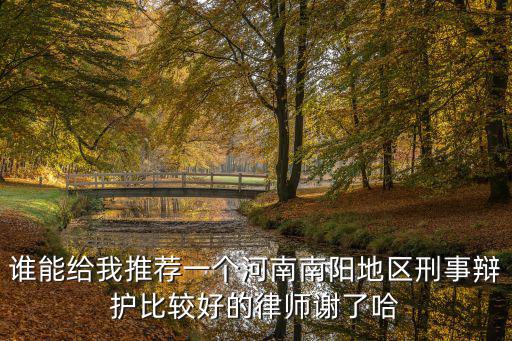 誰能給我推薦一個河南南陽地區(qū)刑事辯護(hù)比較好的律師謝了哈
