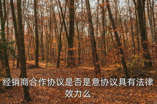 經(jīng)銷商合作協(xié)議是否是意協(xié)議具有法律效力么