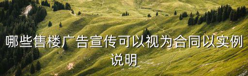 哪些售樓廣告宣傳可以視為合同以實例說明
