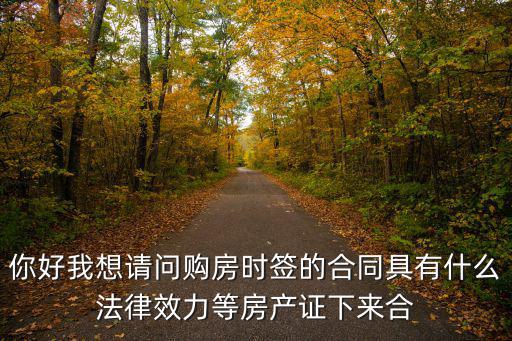 你好我想請問購房時(shí)簽的合同具有什么法律效力等房產(chǎn)證下來合