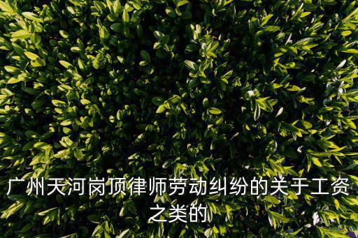 廣州天河崗頂律師勞動(dòng)糾紛的關(guān)于工資之類的
