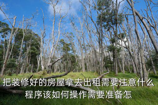 把裝修好的房屋拿去出租需要注意什么程序該如何操作需要準(zhǔn)備怎