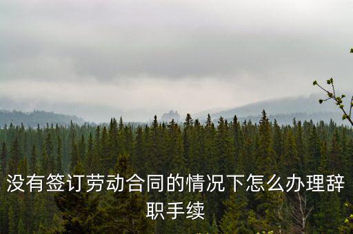 沒有簽訂勞動(dòng)合同的情況下怎么辦理辭職手續(xù)