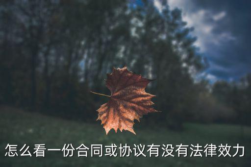 怎么看一份合同或協(xié)議有沒(méi)有法律效力