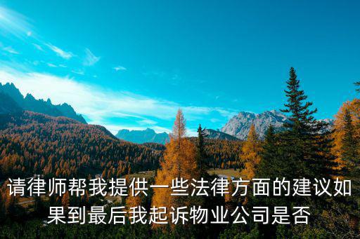 請律師幫我提供一些法律方面的建議如果到最后我起訴物業(yè)公司是否