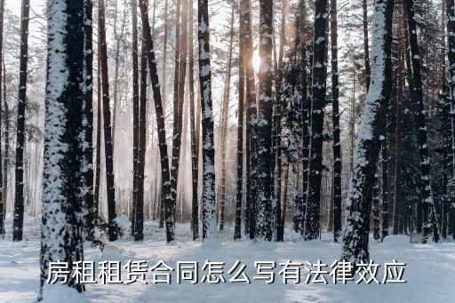房租租賃合同怎么寫有法律效應(yīng)