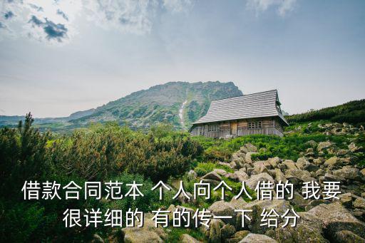 借款合同范本 個人向個人借的 我要很詳細的 有的傳一下 給分
