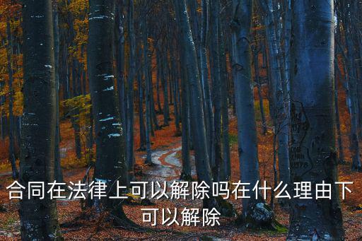 合同在法律上可以解除嗎在什么理由下可以解除
