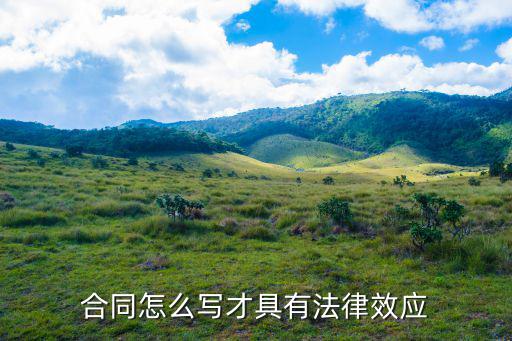 合同怎么寫才具有法律效應(yīng)