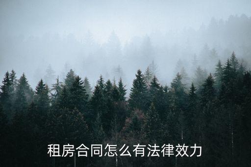 租房合同怎么有法律效力