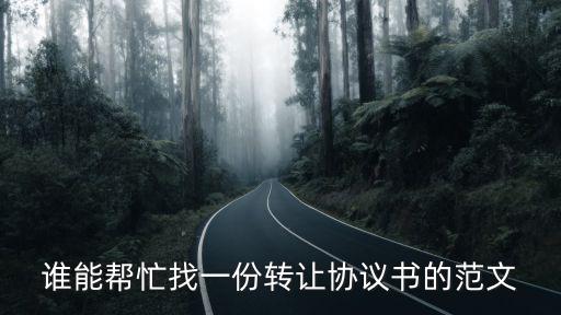 誰能幫忙找一份轉(zhuǎn)讓協(xié)議書的范文