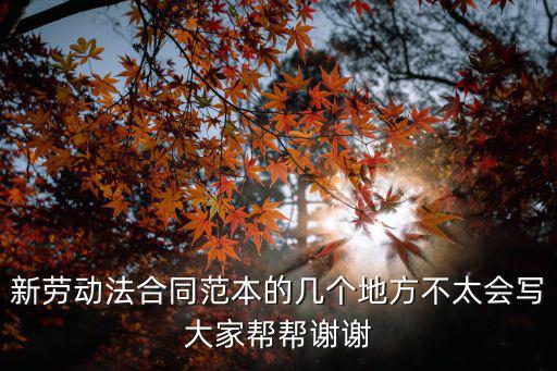 新勞動法合同范本的幾個地方不太會寫大家?guī)蛶椭x謝