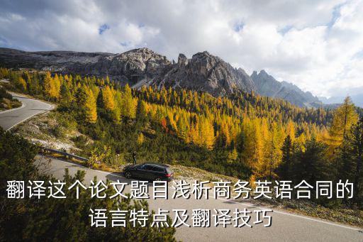 翻譯這個論文題目淺析商務英語合同的語言特點及翻譯技巧
