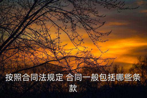 按照合同法規(guī)定 合同一般包括哪些條款