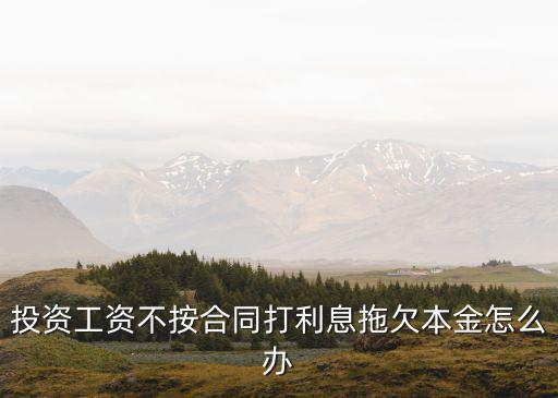 投資不給合同，投資工資不按合同打利息拖欠本金怎么辦