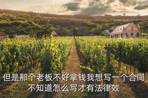 但是那個(gè)老板不好拿錢我想寫一個(gè)合同不知道怎么寫才有法律效