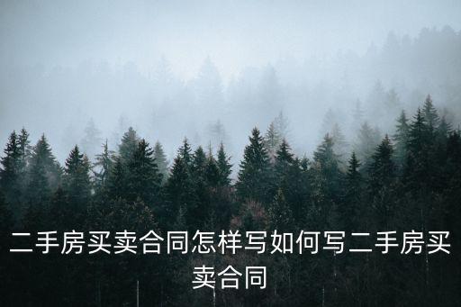 二手房買賣合同怎樣寫如何寫二手房買賣合同