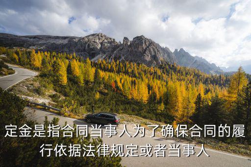 定金是指合同當(dāng)事人為了確保合同的履行依據(jù)法律規(guī)定或者當(dāng)事人