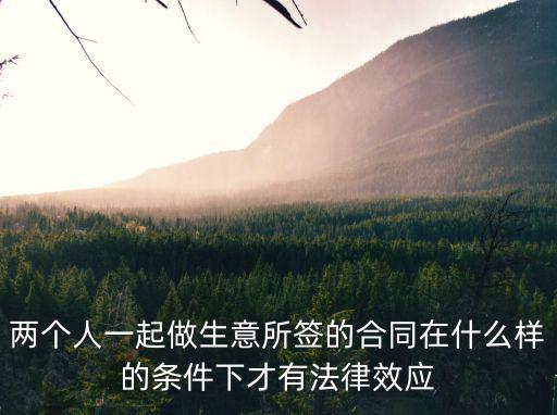 兩個人一起做生意所簽的合同在什么樣的條件下才有法律效應(yīng)