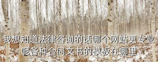 我想知道法律咨詢的話哪個網(wǎng)站更專業(yè)呢各種合同文書的模板在哪里