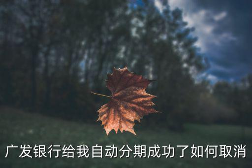 廣發(fā)銀行給我自動(dòng)分期成功了如何取消