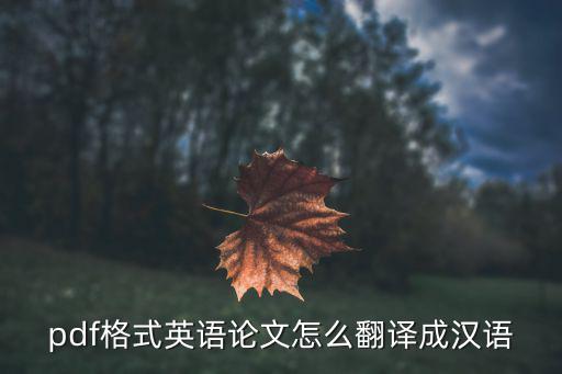 英文論文pdf整篇翻譯，pdf格式英語論文怎么翻譯成漢語