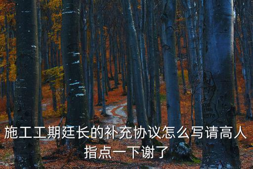 施工工期廷長(zhǎng)的補(bǔ)充協(xié)議怎么寫請(qǐng)高人指點(diǎn)一下謝了
