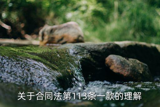 關于合同法第113條一款的理解
