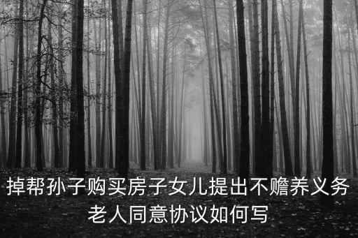掉幫孫子購買房子女兒提出不贍養(yǎng)義務(wù)老人同意協(xié)議如何寫
