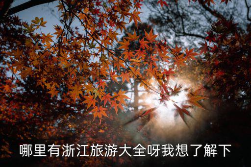 哪里有浙江旅游大全呀我想了解下