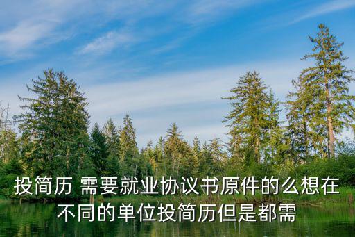 畢業(yè)生就業(yè)協(xié)議書原件，投簡歷 需要就業(yè)協(xié)議書原件的么想在不同的單位投簡歷但是都需