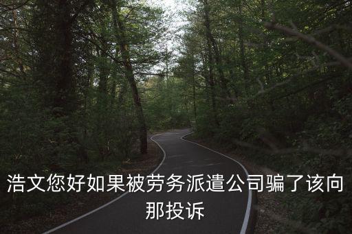 被勞務(wù)公司騙了應(yīng)該找哪個(gè)部門(mén)，浩文您好如果被勞務(wù)派遣公司騙了該向那投訴