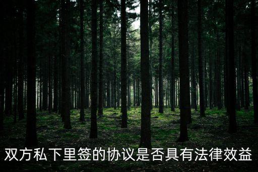 私人雙方簽訂的協(xié)議是否有效，雙方私下里簽的協(xié)議是否具有法律效益