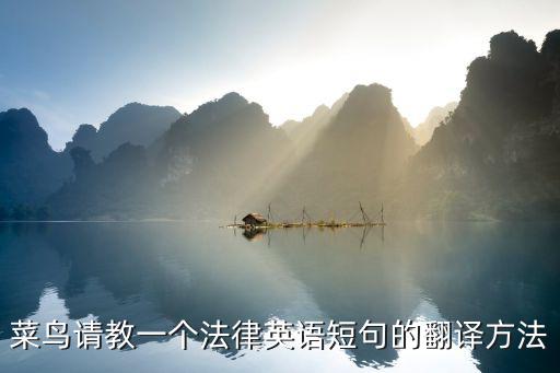 菜鳥請教一個法律英語短句的翻譯方法