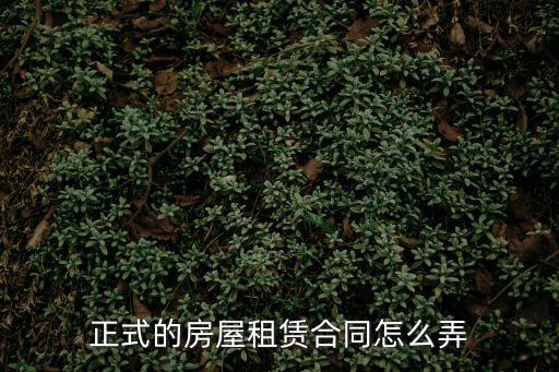 正式的房屋租賃合同怎么弄