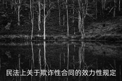 民法上關(guān)于欺詐性合同的效力性規(guī)定