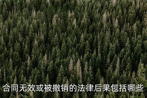 合同無效或被撤銷的法律后果包括哪些