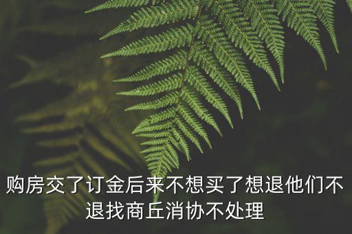 購房交了訂金后來不想買了想退他們不退找商丘消協(xié)不處理